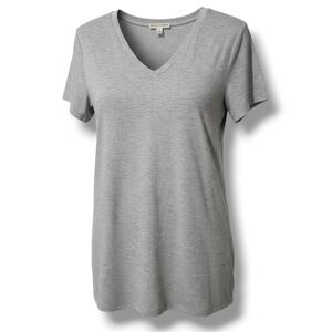 Zenana Outfitters Women’s Heather Gray V-Neck Tunic Top – Small, Rayon Spandex